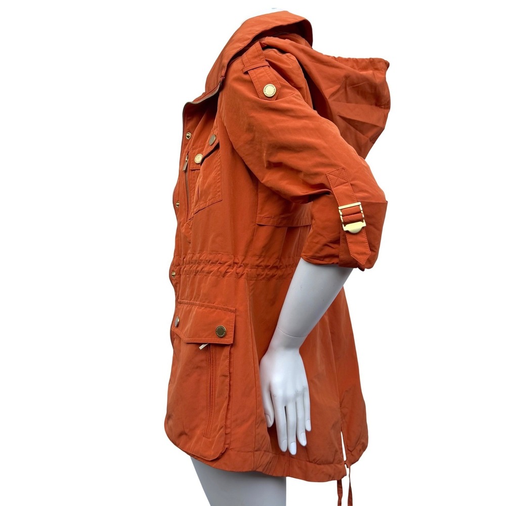 BCBG Max Azria Utility Anorak Jacket Burnt Orange Gold Hardware Gorpcore Medium